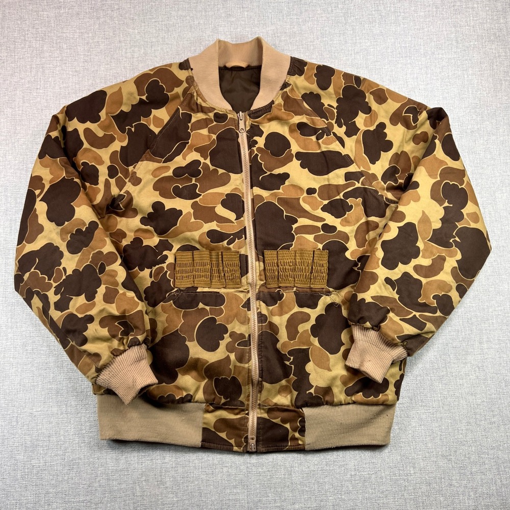 VTG 90s Fieldline Reversible Thinsulate Bomber Jacket Men XL Duck Camo Brown USA